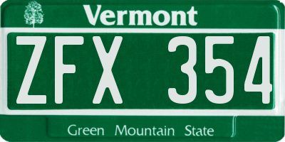 VT license plate ZFX354