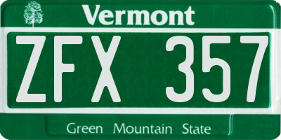 VT license plate ZFX357