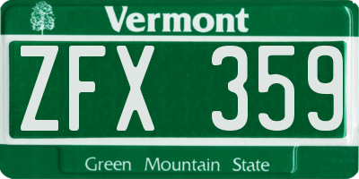 VT license plate ZFX359