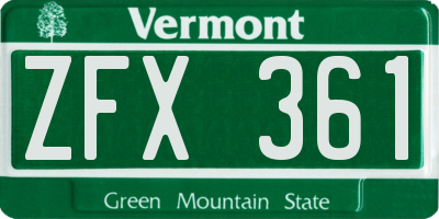 VT license plate ZFX361