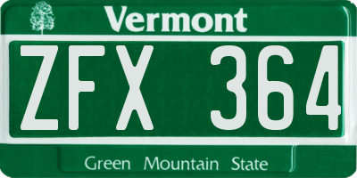 VT license plate ZFX364