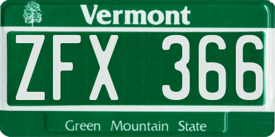 VT license plate ZFX366