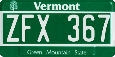 VT license plate ZFX367