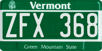 VT license plate ZFX368