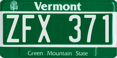 VT license plate ZFX371