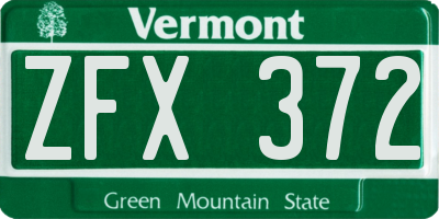 VT license plate ZFX372