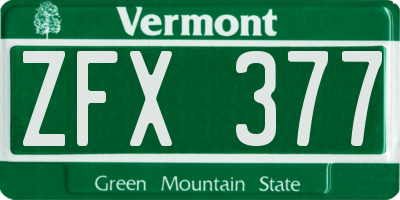 VT license plate ZFX377