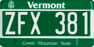 VT license plate ZFX381