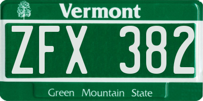 VT license plate ZFX382
