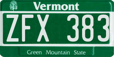 VT license plate ZFX383