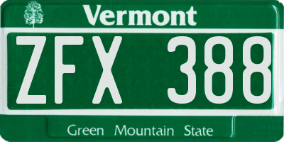 VT license plate ZFX388