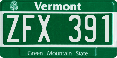 VT license plate ZFX391