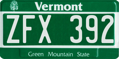 VT license plate ZFX392