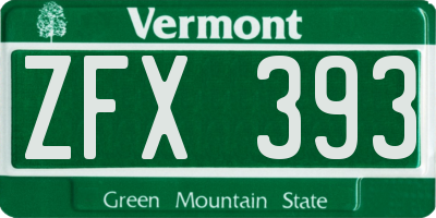 VT license plate ZFX393