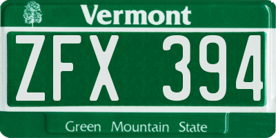 VT license plate ZFX394