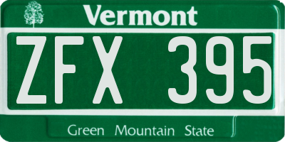 VT license plate ZFX395