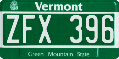 VT license plate ZFX396