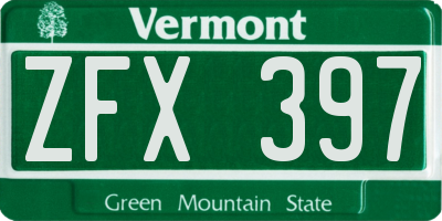 VT license plate ZFX397