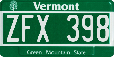 VT license plate ZFX398