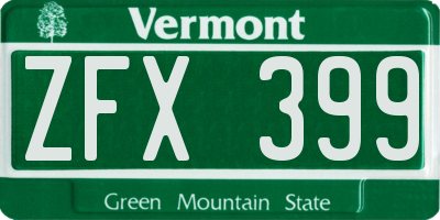 VT license plate ZFX399