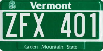 VT license plate ZFX401