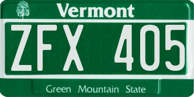 VT license plate ZFX405