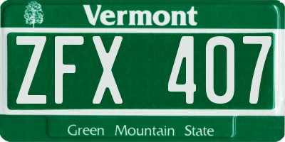 VT license plate ZFX407