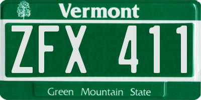 VT license plate ZFX411