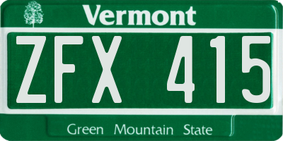 VT license plate ZFX415