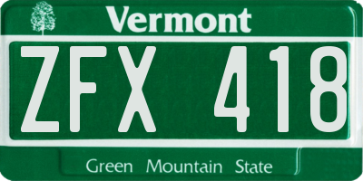 VT license plate ZFX418