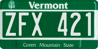VT license plate ZFX421