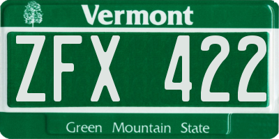 VT license plate ZFX422