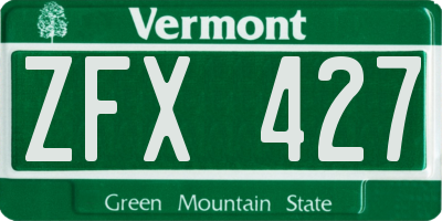 VT license plate ZFX427