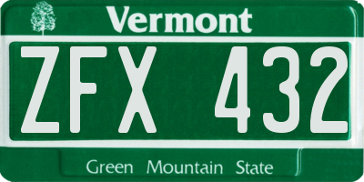 VT license plate ZFX432