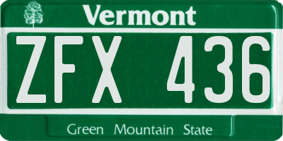 VT license plate ZFX436