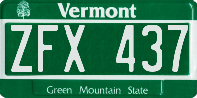 VT license plate ZFX437