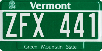 VT license plate ZFX441