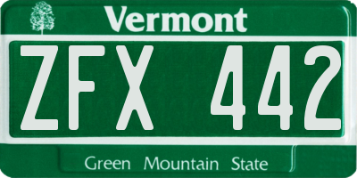 VT license plate ZFX442