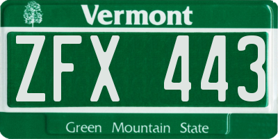 VT license plate ZFX443