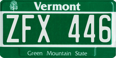 VT license plate ZFX446