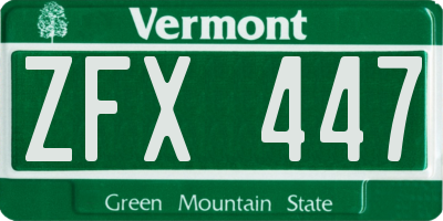 VT license plate ZFX447