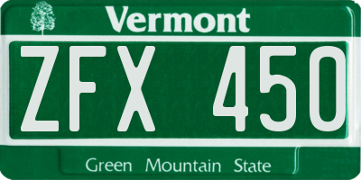 VT license plate ZFX450