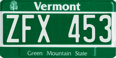 VT license plate ZFX453