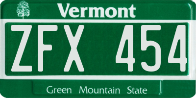 VT license plate ZFX454