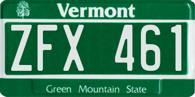 VT license plate ZFX461