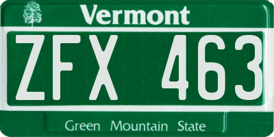 VT license plate ZFX463