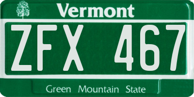VT license plate ZFX467