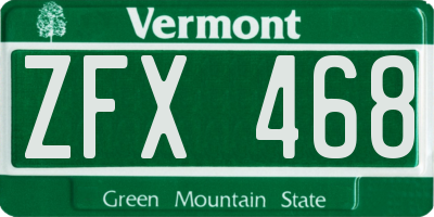 VT license plate ZFX468