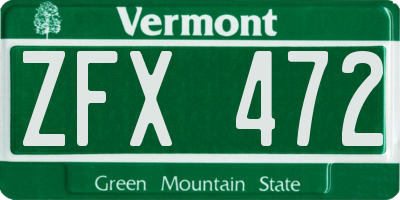 VT license plate ZFX472