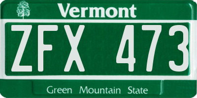 VT license plate ZFX473